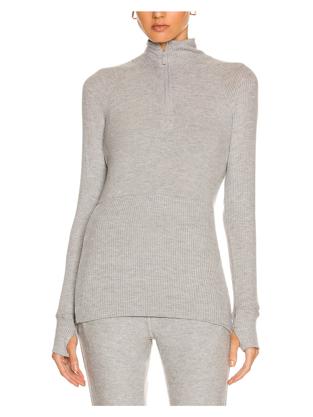 Alala Cozy Heather Grey Wander Quarter Zip Sweater Size S